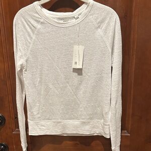 Vince White Lightweight Long-Sleeve Crew Sweatshirt New, with tags